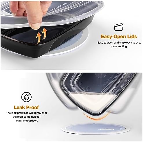 Glotoch Meal Prep Containers Reusable, 50Pack 32oz Plastic Food Prep Storage Containers with Lids,BPA Free,Microwave, Dishwasher Safe Disposable To Go Containers for Meal Plan,Single Compartment
