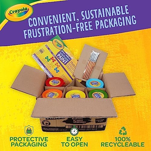 Crayola Spill Proof Paint Set (25ct), Washable Paint for Kids, Kids Craft Supplies, Holiday Gift for Toddlers & Kids, Nontoxic, 3+