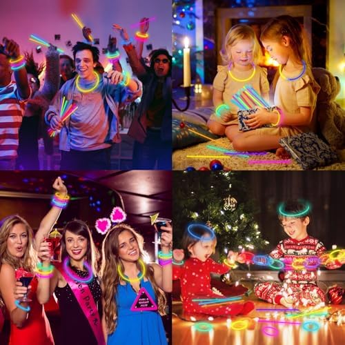 Glow Sticks Bulk Party Pack- Ultra Bright 800pk Glow in the Dark Party Favors, Glow Decorations, 8 in Neon Party Glow Necklaces and Glow Bracelets with Connectors