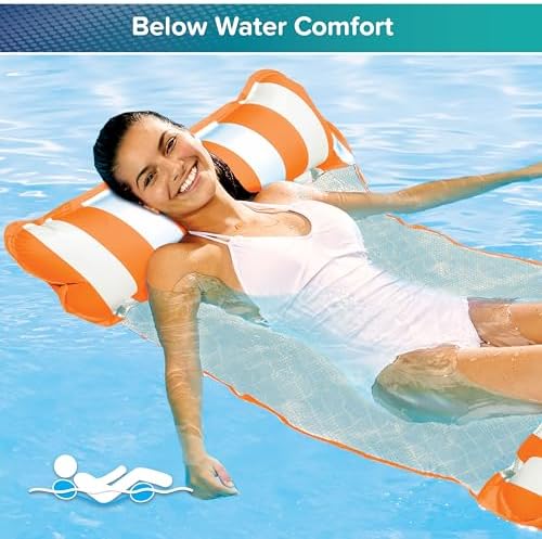Aqua 4-in-1 Monterey Hammock Pool Float & Water Hammocks, 1-2-3-4 Multipacks – Multiple Colors/Styles – for Adults and Kids Floating