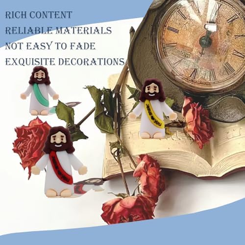 Little Jesus Figures, Mini Jesus Figurines in Bulk, Multicolor Tiny Jesus Figures, Miniature Figurines to Hide and Seek Religious Gifts for Easter Egg Stuffers (60)