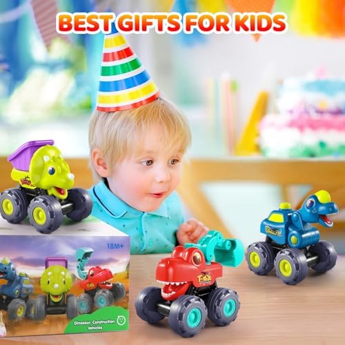 Dinosaur Monster Trucks for Toddlers 2-4 Years Kids Toy Boys 3-5, Dinosaur Toys for Kids 1 2 3 4 5 Year Old Boy Girl Birthday Gift Xmas Stocking Stuffers Baby Toddler Boy Toys Gifts Age 1 2 3 4