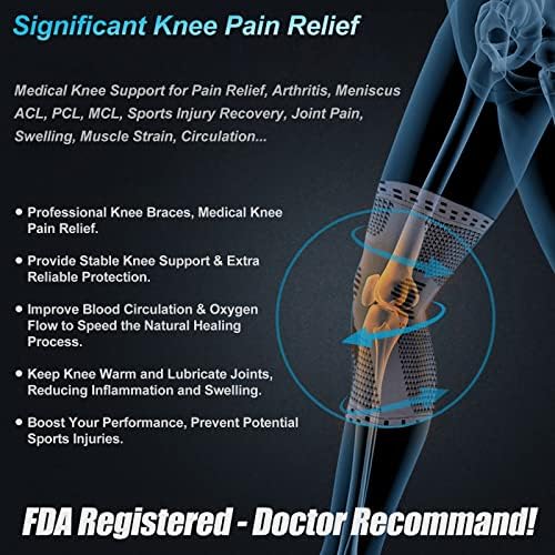 NEENCA Professional Knee Brace for Pain Relief, Medical Knee Support with Patella Pad & Side Stabilizers, Compression Knee Sleeve for Meniscus Tear, ACL, Joint Pain, Runner, Workout - FSA/HSA APPROVED