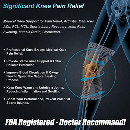 NEENCA Professional Knee Brace for Pain Relief, Medical Knee Support with Patella Pad & Side Stabilizers, Compression Knee Sleeve for Meniscus Tear, ACL, Joint Pain, Runner, Workout - FSA/HSA APPROVED