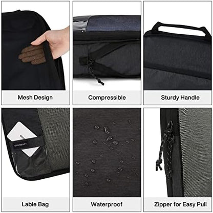 BAGSMART 6 Set Compression Packing Cubes - Lightweight Travel Essentials, Durable Luggage Organizer