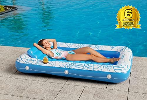 Inflatable Tanning Pool Lounger Float - Jasonwell 4 in 1 Sun Tan Tub Sunbathing Pool Lounge Raft Floatie Toys Water Filled Bed Mat Pad for Adult Blow Up Kiddie Pool Kids Ball Pit Pool (L)