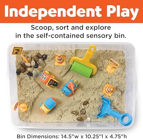 Creativity for Kids Sensory Bin: Construction Zone Playset - Preschool Learning Activities, Excavator Toys for Boys Ages 3-5+, Outdoor Toys and Gifts for Kids