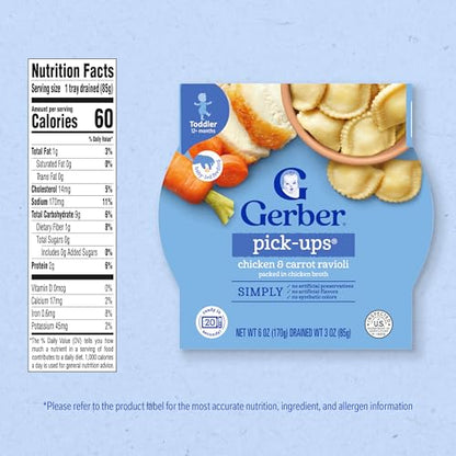 Gerber Pick-ups, Chicken & Carrot Ravioli in a Chicken Broth, 6 Ounce (Pack of 8)