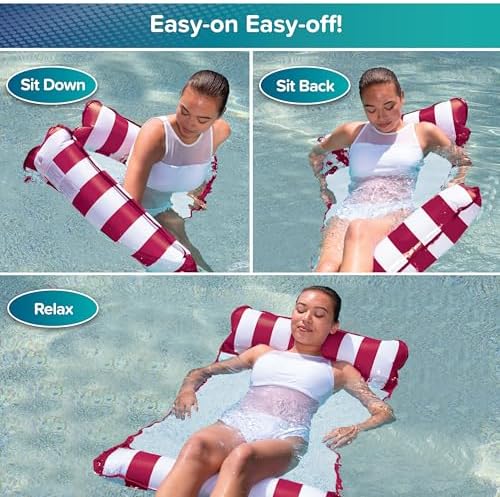 Aqua 4-in-1 Monterey Hammock Pool Float & Water Hammocks, 1-2-3-4 Multipacks – Multiple Colors/Styles – for Adults and Kids Floating