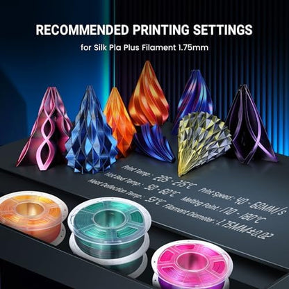 SUNLU Silk Dual Color Pla Filament, Silk PLA 3D Printer Filament 1.75mm, Shiny Silk Texture, Dimensional Accuracy +/- 0.02mm, 1KG Spool (2.2 lbs), PLA Silk Dual Color (Red Gold)