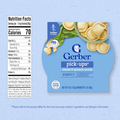 Gerber Pick-ups Cheese & Spinach Ravioli, 6 Ounce (Pack of 8)