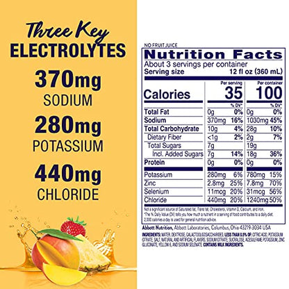 Pedialyte AdvancedCare Electrolyte Solution,1 Liter, 4 Count, with PreActiv Prebiotics, Hydration Drink, Tropical Fruit (Pack of 2)