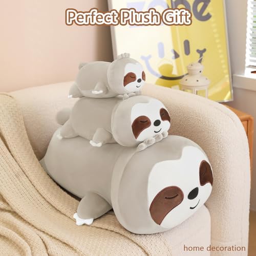 SQEQE Weighted Sloth Plush, Weighted Sloth Stuffed Animal, Cute Plushies Pillow Toy Gift for Kids Adults Brown 23.6 Inch, 3.1 Lbs