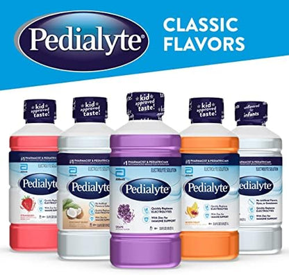 Pedialyte Electrolyte Solution, Grape, Hydration Drink, 1 Liter (Pack of 4)