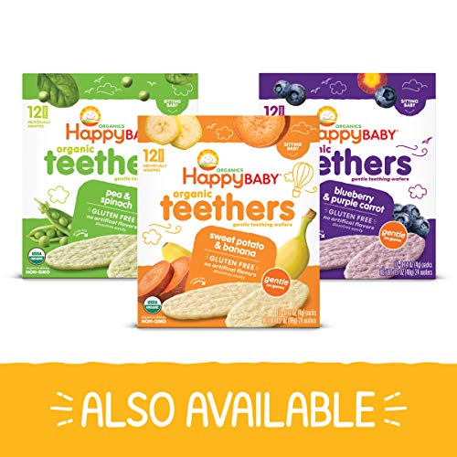 Happy Baby Organics Baby Snacks, Gentle Teething Crackers, Gluten Free & Vegan, Mango & Pumpkin, 12 Count (Pack of 6)