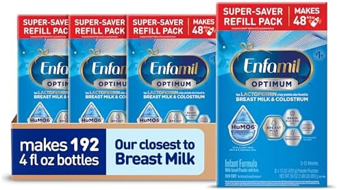 Enfamil Optimum (Enspire), Our Closest Formula to Breast Milk, Immune-Supporting Lactoferrin and Brain-Supporting DHA Baby Formula, Powder 30 Oz Refill, Pack of 4