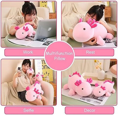 SQEQE Weighted Axolotl Plush Toy, Pink Axolotl Stuffed Animals Cute Plush Pillow, Cute Weighted Stuffed Animals Gifts for Girls & Boys Pink 13.8 Inch, 1.6 Lbs