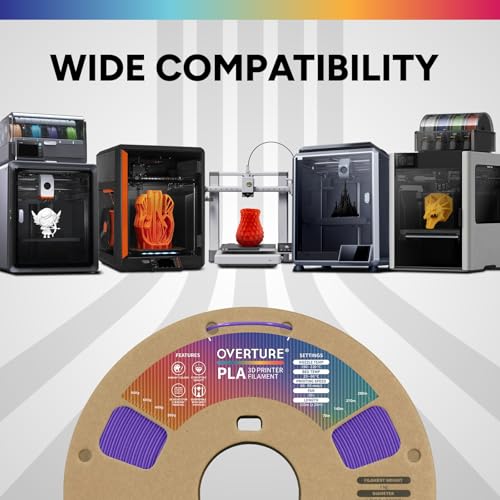 OVERTURE PLA Filament 1.75mm, Neatly Wound 3D Printer Filament 1kg Spool (2.2lbs), Dimensional Accuracy +/- 0.02 mm, Fit Most FDM 3D Printers (Purple)