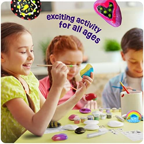 Dan&Darci Kids Rock Painting Kit - Glow in The Dark - Arts & Crafts Gifts for Boys and Girls Ages 6-12 - Craft Activities Kits - Creative Art Toys for 6, 7, 8, 9, 10, 11 & 12 Year Old Kid