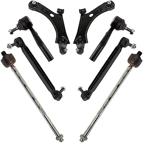 TRQ Front Steering & Suspension Kit Control Arm with Ball Joint Sway Bar Stabilizer Link Tie Rod Compatible with 2016-2019 Fiat 500X 2015-2018 Jeep Renegade