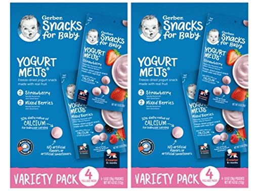 Gerber Yogurt Melts Freeze-Dried Yogurt Snacks, Strawberry/Mixed Berries, 1 oz. Pouch (Pack of 8)