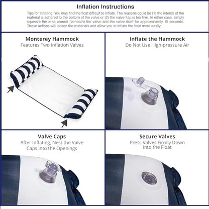 Aqua 4-in-1 Monterey Hammock Pool Float & Water Hammocks, 1-2-3-4 Multipacks – Multiple Colors/Styles – for Adults and Kids Floating