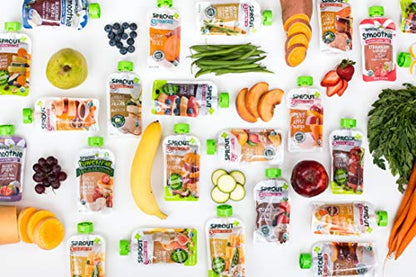 Sprout Organic Baby Food Pouches Stage 3, Organically Sourced Meat Protein, Root Vegetables Apple w/ Beef, 4 Ounce (Pack of 12)