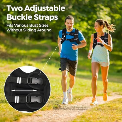 PACEARTH Weighted Vest,4lb/6lb/10lb/12lb/16lb/20lb/25lb/30lb Weight Vest with Reflective Stripe, Body Weight Vests Adjustable for Men, Women Workout, Strength Training, Running, Walking, Jogging
