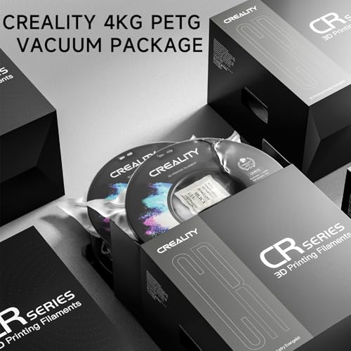 Official Creality PETG 3D Printer Filament 1.75mm 4KG (8.8lbs), High Precision, Strong Toughness, Odorless, Better Flow, Moistureproof 3D Printing CR PETG Filament, Black(4-Pack)