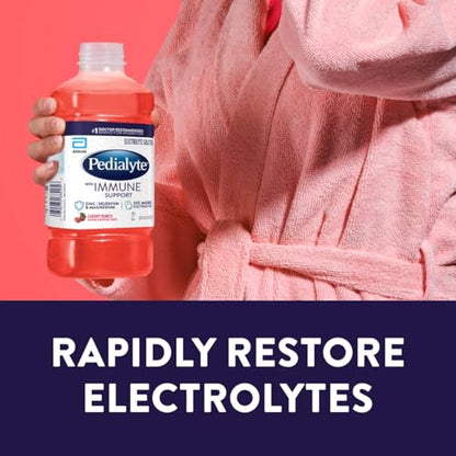 Pedialyte with Immune Support Electrolyte Solution, Hydration Drink with Zinc, Selenium, and Magnesium, Cherry Punch, 1 Liter, Pack of 4