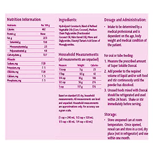 Nutricia Duocal High Calorie Super Soluble Powder - High-Calorie Support Supplement Powder - Energy Supplement with Dual Source of Carbohydrate & Fat - Dairy-Free - Unflavored, 14.1 oz (Case of 6)