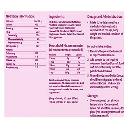 Nutricia Duocal High Calorie Super Soluble Powder - High-Calorie Support Supplement Powder - Energy Supplement with Dual Source of Carbohydrate & Fat - Dairy-Free - Unflavored, 14.1 oz (Case of 6)