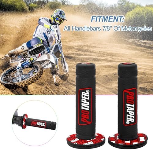 Linekong 7/8" 22mm Twist Throttle Grips Cable for CRF KLX TTR 110 125 150 200 250 cc Dirt Pit Bike (Red