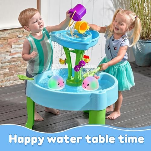 Baby Boy Bath Toys, Toddler Bath Toys for Kids Ages 1-3, Light Up Whale Bath Toy Sprinkler, Pool Water Table Infant Baby Toys 6-12-18 Months, Bathtub Fountain Toy Boys 1st Birthday 1 2 3 Gifts
