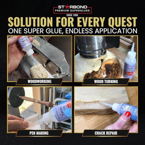 Starbond Super Fast Thin, Premium Instant CA (Cyanoacrylate Adhesive) Super Glue Plus Extra Cap and Microtips, (for Woodturning, Pen Turning, Hobby, Stabilizing, Finish, Inlay) (4 Ounce)