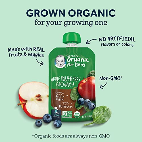 Gerber Organic Baby Food Pouches, 2nd Foods for Sitter, WonderFoods, Pear Mango Avocado, 3.5 Ounce (Pack of 12)