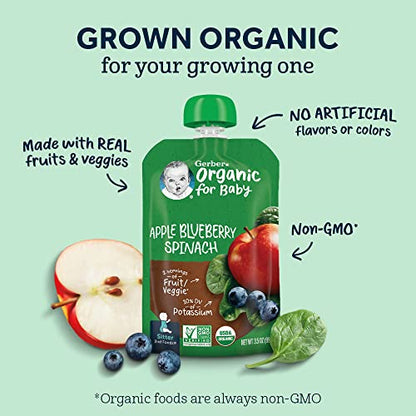 Gerber Organic Baby Food Pouches, 2nd Foods for Sitter, WonderFoods, Pear Mango Avocado, 3.5 Ounce (Pack of 12)