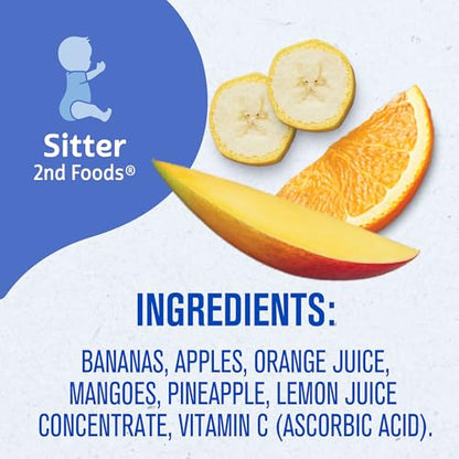 Gerber 2nd Foods Fruits Banana & Orange Medley Pureed Baby Food, 4 Ounce Tubs, 2 Count (Pack of 8)