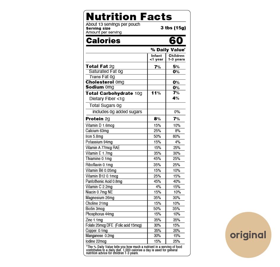 Else Nutrition Baby Cereal Stage 1 for 6 months+, Plant Protein, Organic, Whole foods, Vitamins and Minerals (Original, 3 Pack)