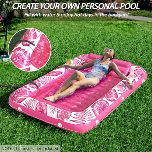 Inflatable Tanning Pool Lounger Float - Jasonwell 4 in 1 Sun Tan Tub Sunbathing Pool Lounge Raft Floatie Toys Water Filled Tanning Bed Mat Pad for Adult Blow Up Kiddie Pool Kids Ball Pit Pool