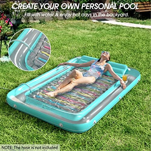 Jasonwell 4 in 1 Inflatable Tanning Pool Lounger Float - Sun Tan Tub Sunbathing Lounge Raft Floatie Toys Water Filled Bed Mat Pad for Adult Blow Up Kiddie Kids Ball Pit XXL