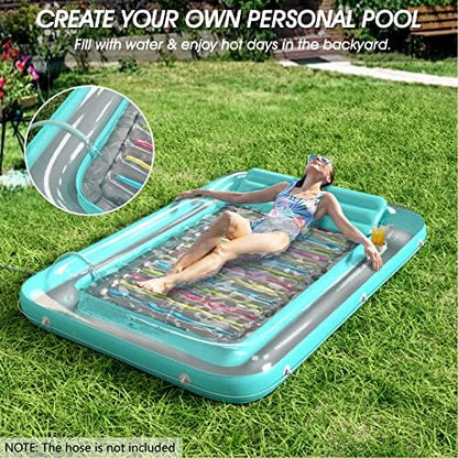 Jasonwell 4 in 1 Inflatable Tanning Pool Lounger Float - Sun Tan Tub Sunbathing Lounge Raft Floatie Toys Water Filled Bed Mat Pad for Adult Blow Up Kiddie Kids Ball Pit XXL