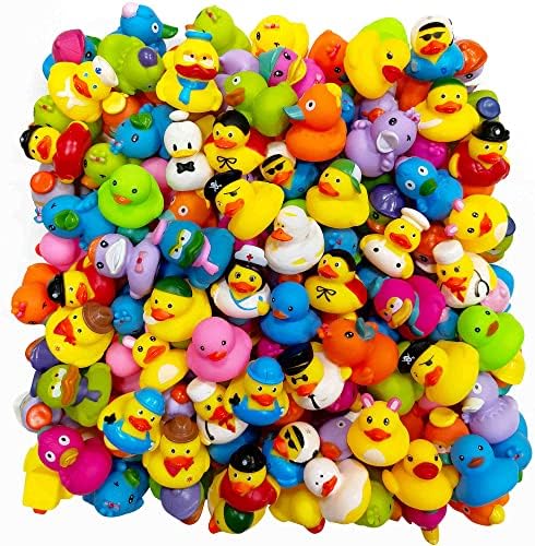 Rubber Ducks in Bulk,Assortment Duckies for Jeep Ducking Floater Duck Bath Toys Party Favors (100-Pack)