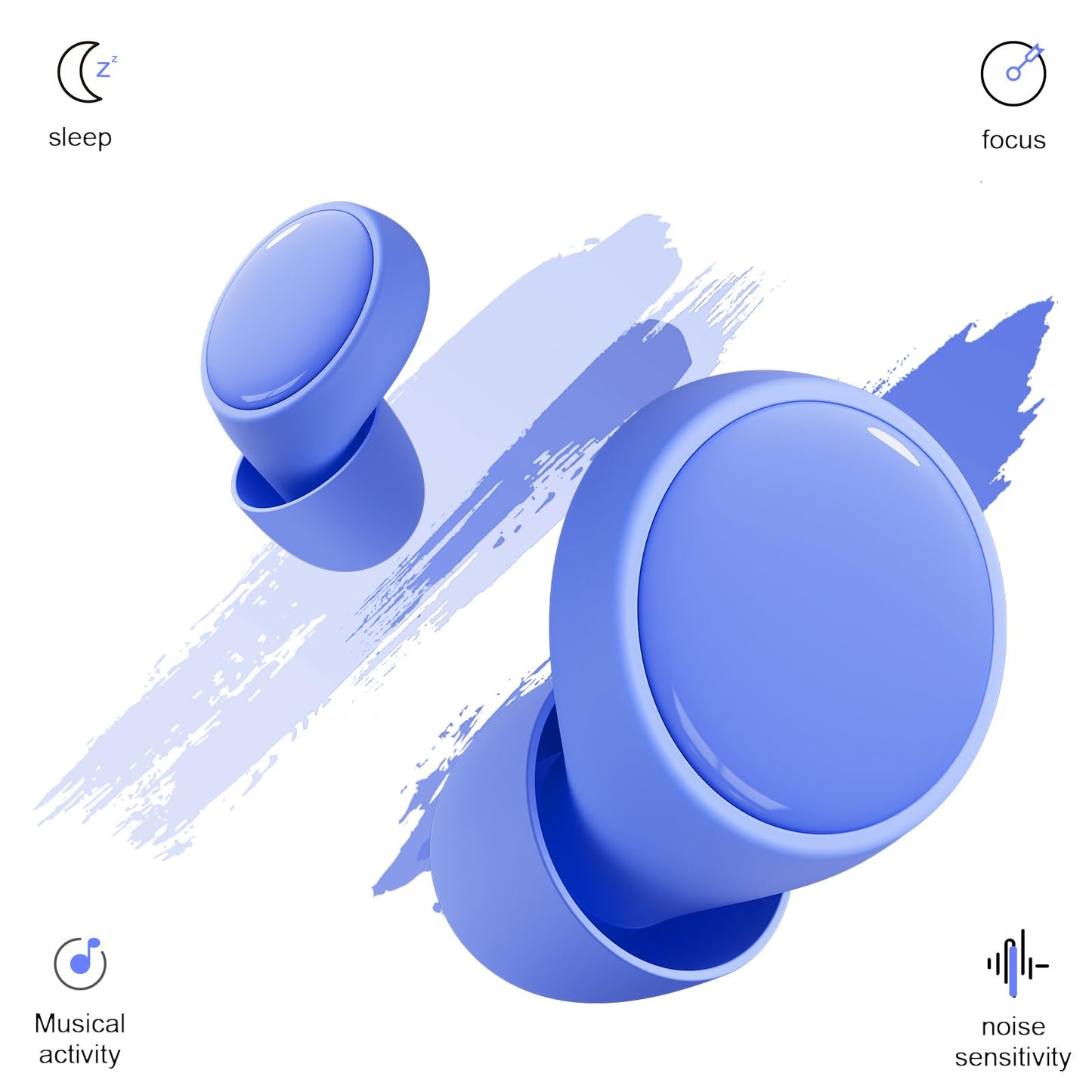 45dB Earplugs for Sleeping,Noise Cancelling Ear Plugs with 8 Pairs Ear Tips, Reusable Hearing Protection Noise Reduction Earplugs Suitable for Concerts,Travel,Work Fit Blue