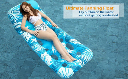 Jasonwell Inflatable Pool Float Adult - Pool Floaties Lounger Floats Floating Chair Raft with Adjustable Backrest Cup Holders Water Floaty Lake Lounge Tanning Floats Beach Party Toys for Adults (Blue)