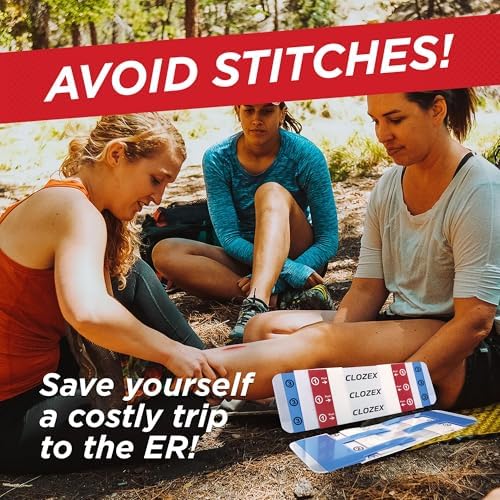 Clozex Emergency Laceration Closures - Repair Wounds Without Stitches, FSA HSA Eligible Skin Closure Device for 3 Individual Wounds Or Combine for Total Length of 4 1/4 Inches