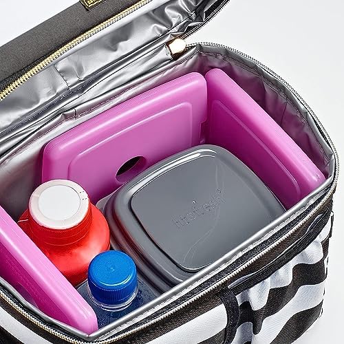 Cool Coolers by Fit & Fresh 4 Pack Slim Ice Packs, Quick Freeze Space Saving Reusable Ice Packs for Lunch Boxes or Coolers, Purple