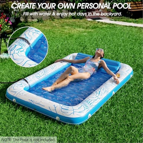 Inflatable Tanning Pool Lounger Float - Jasonwell 4 in 1 Sun Tan Tub Sunbathing Pool Lounge Raft Floatie Toys Water Filled Tanning Bed Mat Pad for Adult Blow Up Kiddie Pool Kids Ball Pit Pool (XXL)
