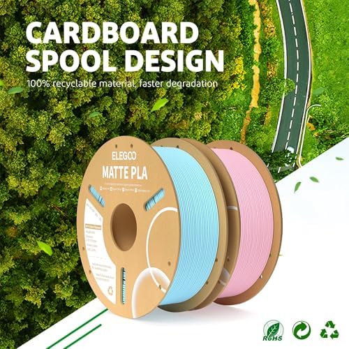 ELEGOO Matte PLA Filament Bundle 4KG, 1.75mm 3D Printer Filament Dimensional Accuracy +/- 0.02mm, 1kg Carboard Spool (2.2lbs) for Most FDM 3D Printers(Black, White, Gray, Beige)