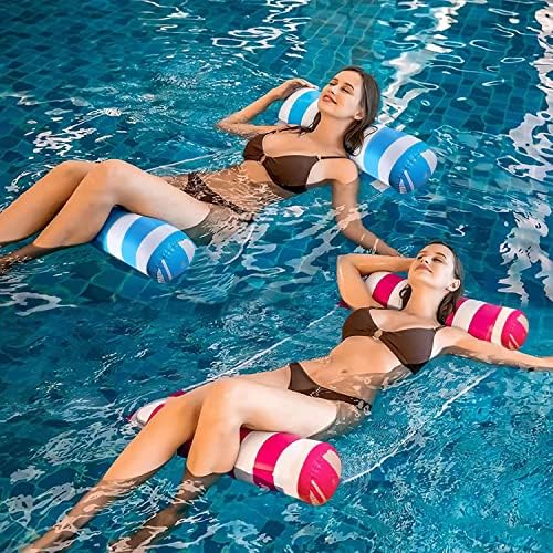 4 Pack Upgrated XL Water Pool Floats, 4-in-1 (Hammock, Saddle, Lounge Chair, Drifter) Multi-Purpose Water Pool Float, Non-Stick PVC Material